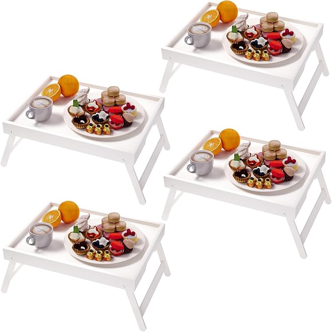 Fibogollo 4 Pack Bamboo Bed Tray Table