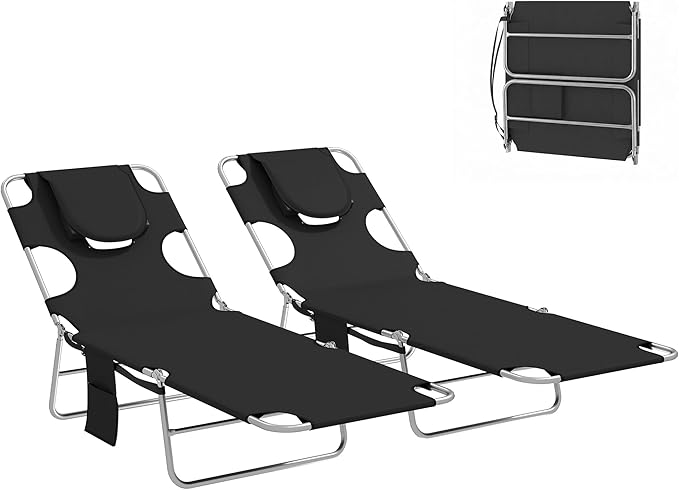 Outsunny Chaise Lounge Chair Outdoor Set of 2
