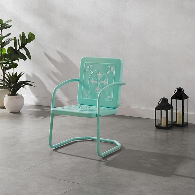 Crosley Furniture Azalea 2-Piece Outdoor Chair Set, Vintage Retro Metal Patio