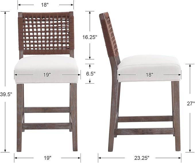 27" Woven Rope Counter Stools Set of 4