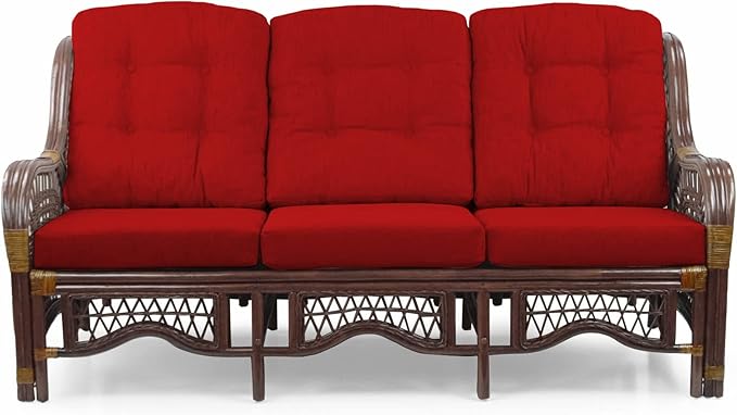 Malibu Lounge Set of 4: 2 Natural Rattan Wicker Chairs, Three-Seater Sofa