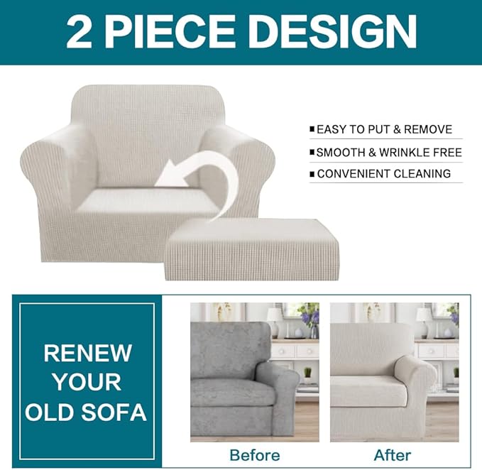Turquoize 2 Piece Chair Covers Armchair Slipcovers