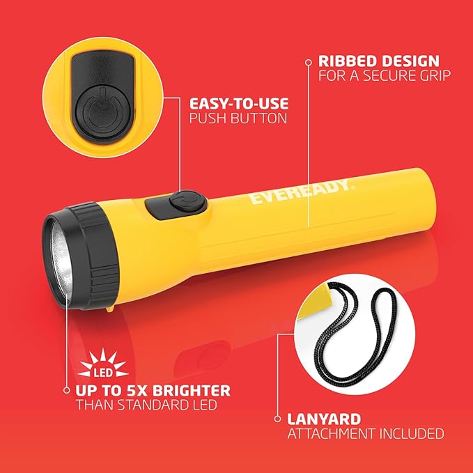 EVEREADY LED Flashlights (16-Pack), Bright Flashlights for Emergencies and Camping Gear, Flash Light with AA Batteries Included, Blue/Yellow (16-Pack)