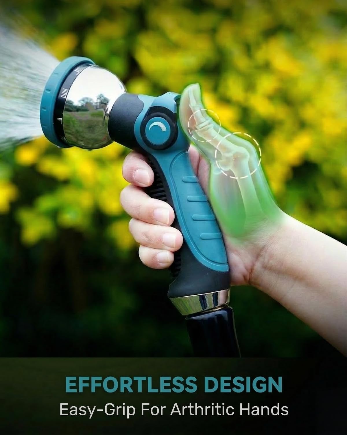Solifo Garden Hose Nozzle Heavy Duty, Metal Water Hose Sprayer with 10 Adjustable Spray Patterns, Thumb Control On Off Valve, High Pressure Hose Nozzle for Watering, Cleaning, Car Washing & Pet Shower
