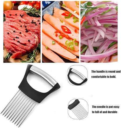 2Pc Onion Slicer Holder, Onion Holder for Slicing, Lemon Slicer Onion Cutter for Slicing, Vegetable Cutter for Potato and Tomato, Food Slicer Assistant Tool for Slicing Fruit Lemon and Meat
