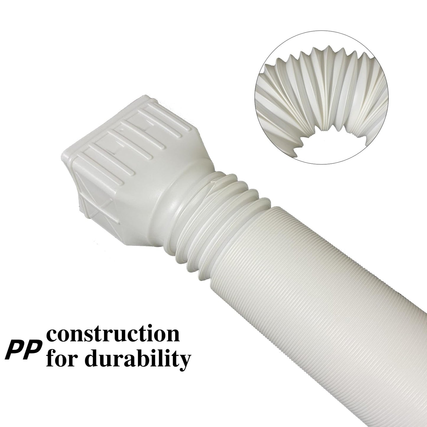 3 pack Flexible Rain Gutter Downspout Extensions,Drain Downspout Extender,Gutter Extension Flexible,Down Spout Drain Extension Pipes,Extendable from 21 to 60 Inches (3pcs white)