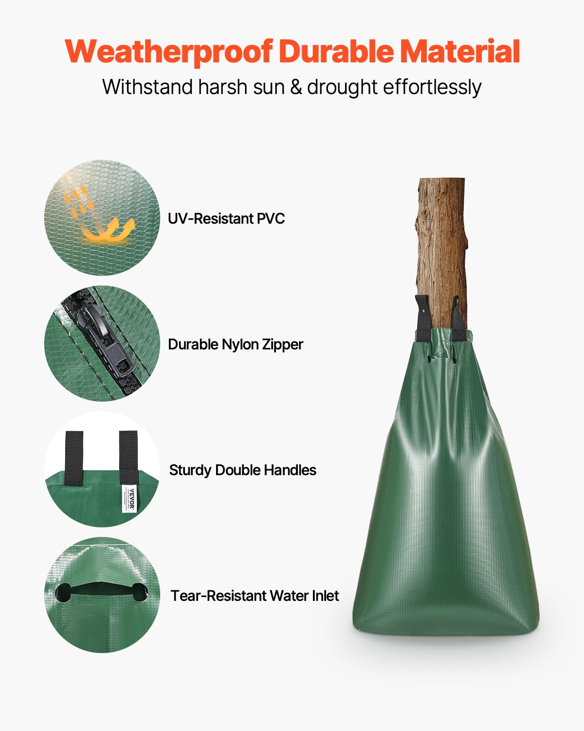 VEVOR Tree Watering Bag, 25 Packs 20 Gallons Watering Bags for New Trees, 5-9 Hours Slow Release Refillable Tree Drip Irrigation Bags with Zipper, Durable Tree Watering System for Deep Root Targeting