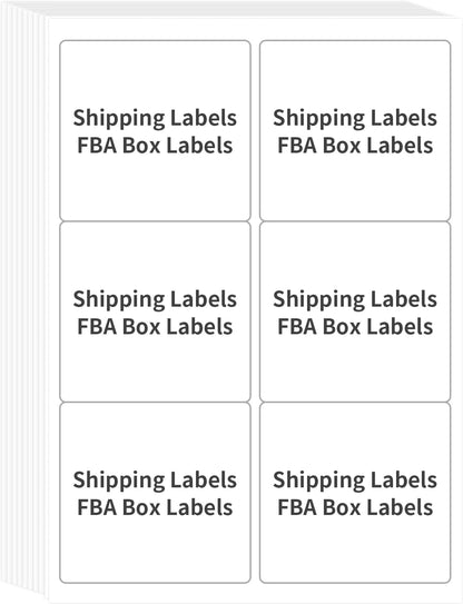 FungLam Printable Sticker Paper, 3-1/3" x 4" Shipping Address Labels 600 Blank Mailing Labels for Laser & Inkjet Printers, 6 per Page Label Stickers, 100 Sheets