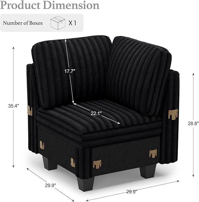 Belffin Corduroy Corner Seat for Modular Sofa Sectional Couches for Living Room