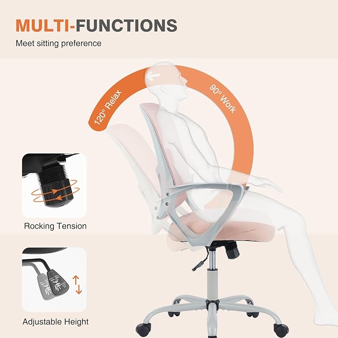 Sweetcrispy Ergonomic Mid-Back Mesh Home Office Desk Chair