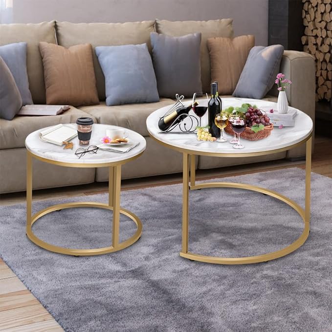 Garden 4 you Nesting Coffee Table Faux White Marble