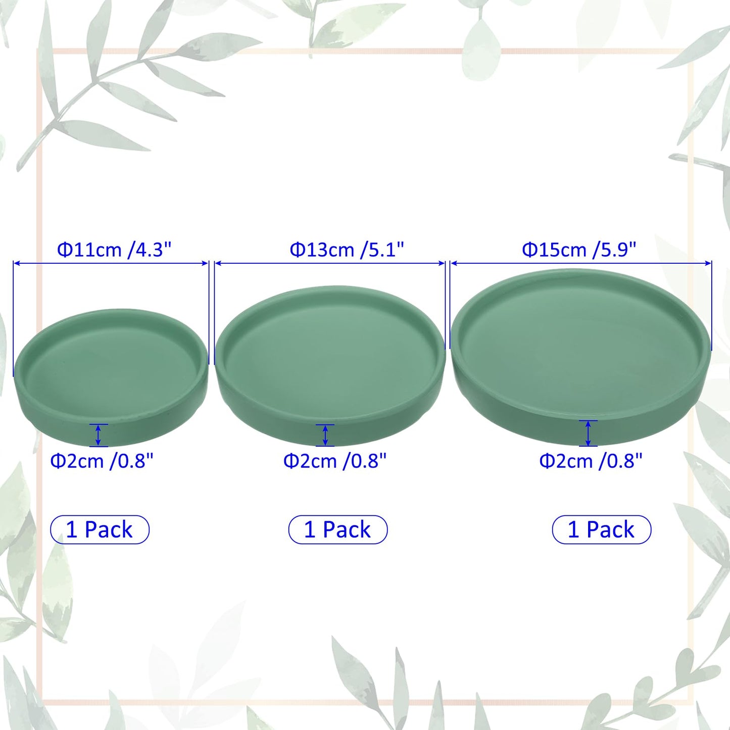 M METERXITY 3 Pack Planter Saucers - Ceramic Plant Tray Flower Pot Drip Trays Round Apply to Outdoor/Garden (4/5/6inch, Black)