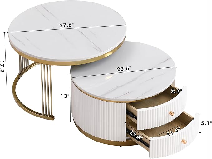 Merax Modern 2-Piece Round Nesting Coffee Table Set