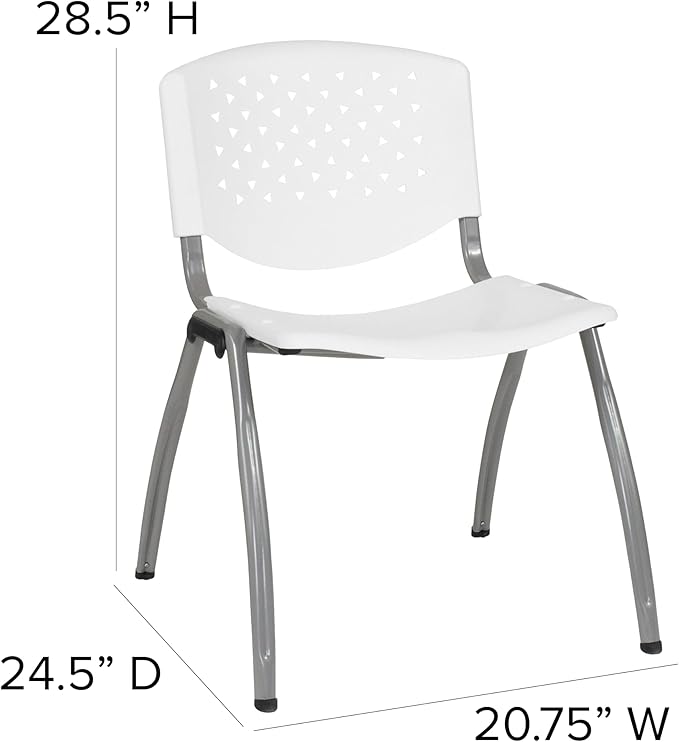 Flash Furniture HERCULES Series 880 lb. Capacity White Plastic Stack Chair
