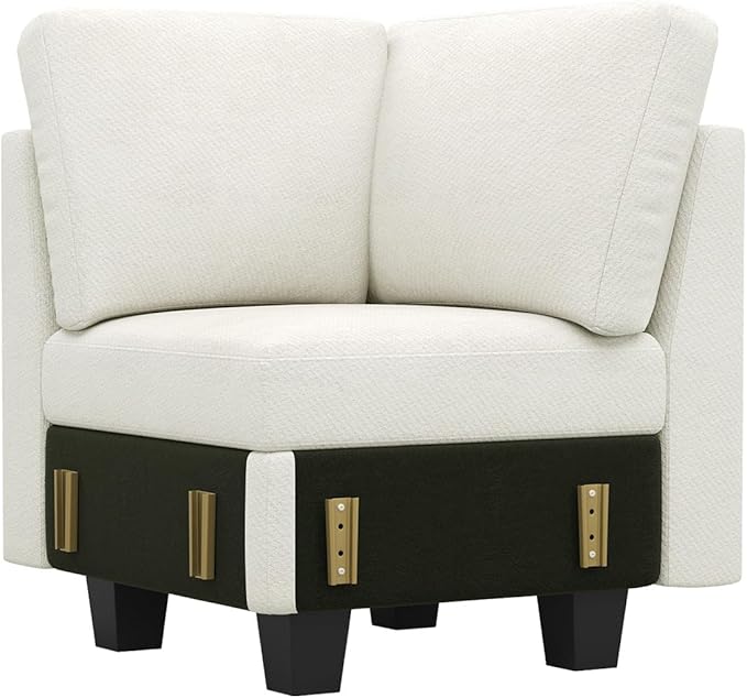 Belffin Chenille Corner Seat for Modular Couch. Sectional Sofa Module. Beige.
