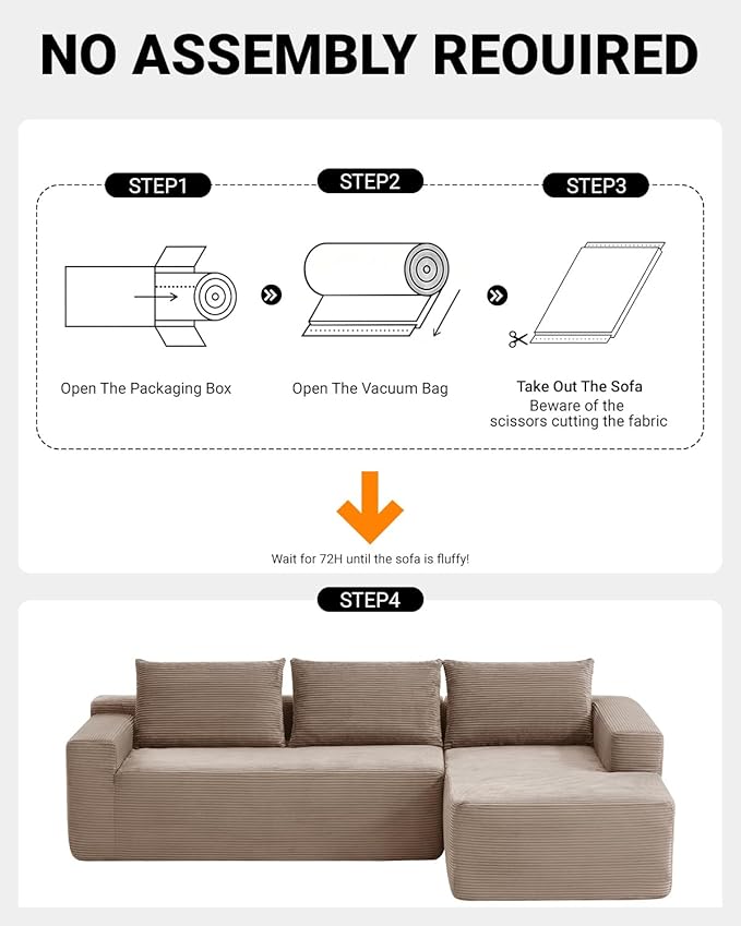 97" Cloud Sectional Couch, Modern Modular Sectional Sofa