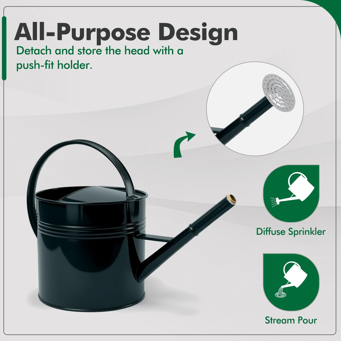 Galvanized Iron Watering Can for Indoor Plants, Oval Watering Cans for House Plant Garden Flower, Long Spout Water Can for Outdoor Watering Plants 9.46L 2.5 Gallon
