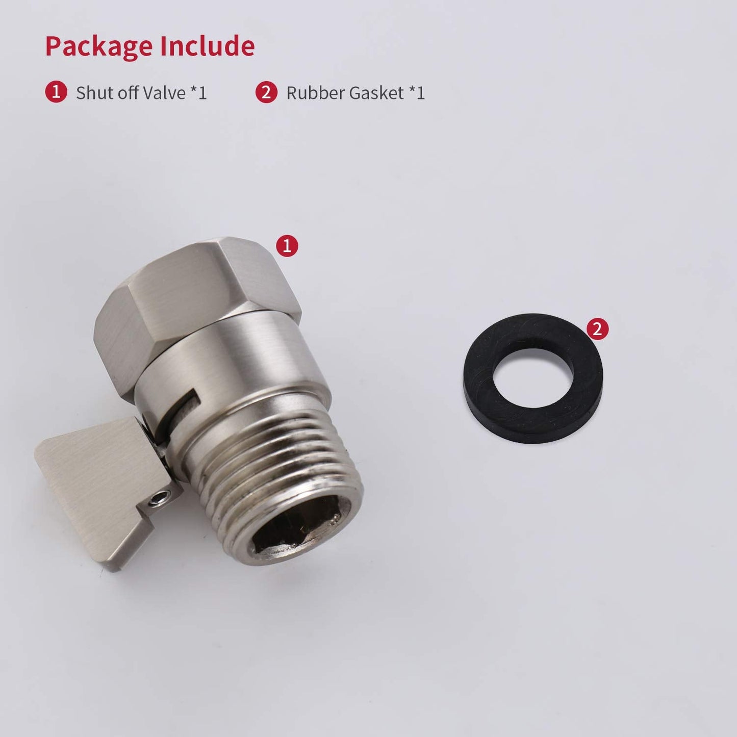 Water Flow Control Shut Off Valve with Brass Adjustable Hand Level Water Pressure Regulator for Hand Held Shower Head & Bidet Sprayer, Brushed Nickel Water Saver G1/2