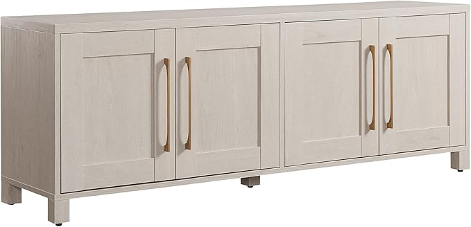 Henn&Hart Rectangular TV Stand for TV's up to 80" in Alder White, TV Stands for