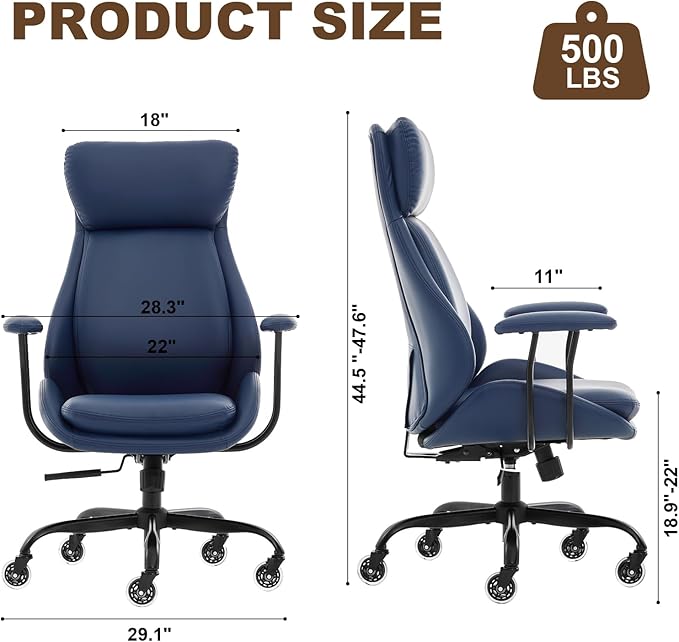 E-Motie Office Chair, Leather Desk Chair
