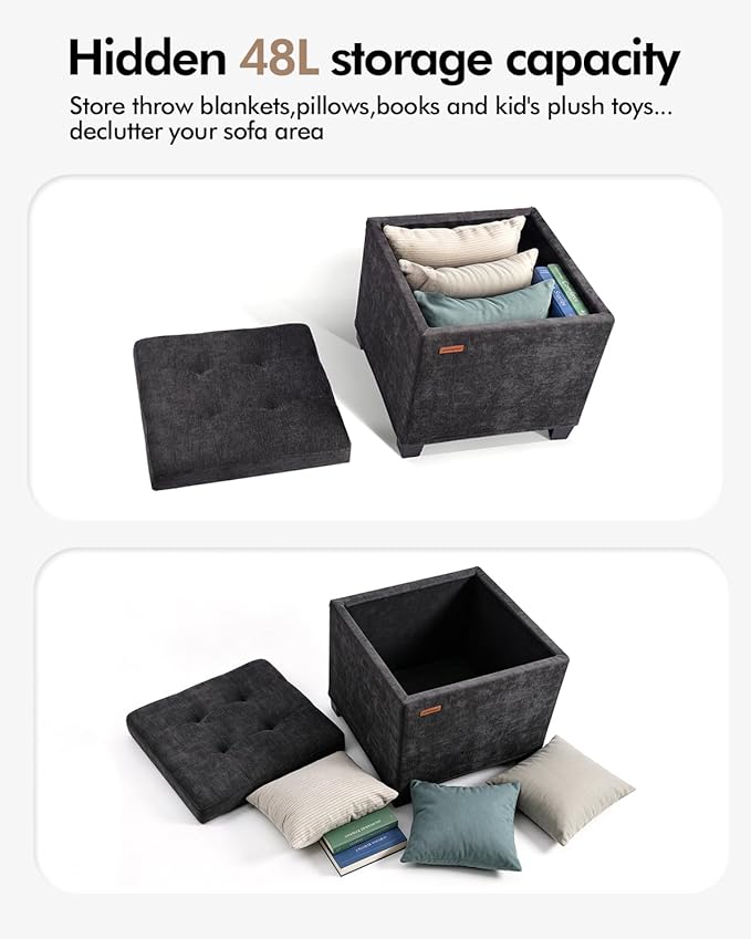 ABHENG Chenille Cover Steel Frame Ottoman