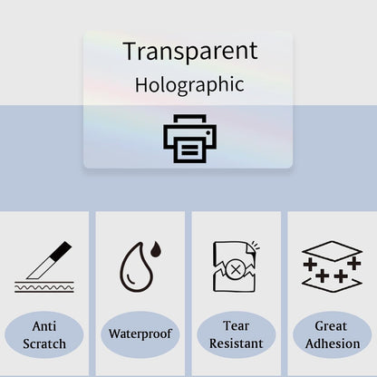 STARLIBOO Transparent Stickers Labels -1" x 2-5/8" Clear Address Labels Mailing Stickers for Laser/Inkjet Printer 8.5"×11"- 20 Sheet (Clear Holographic)