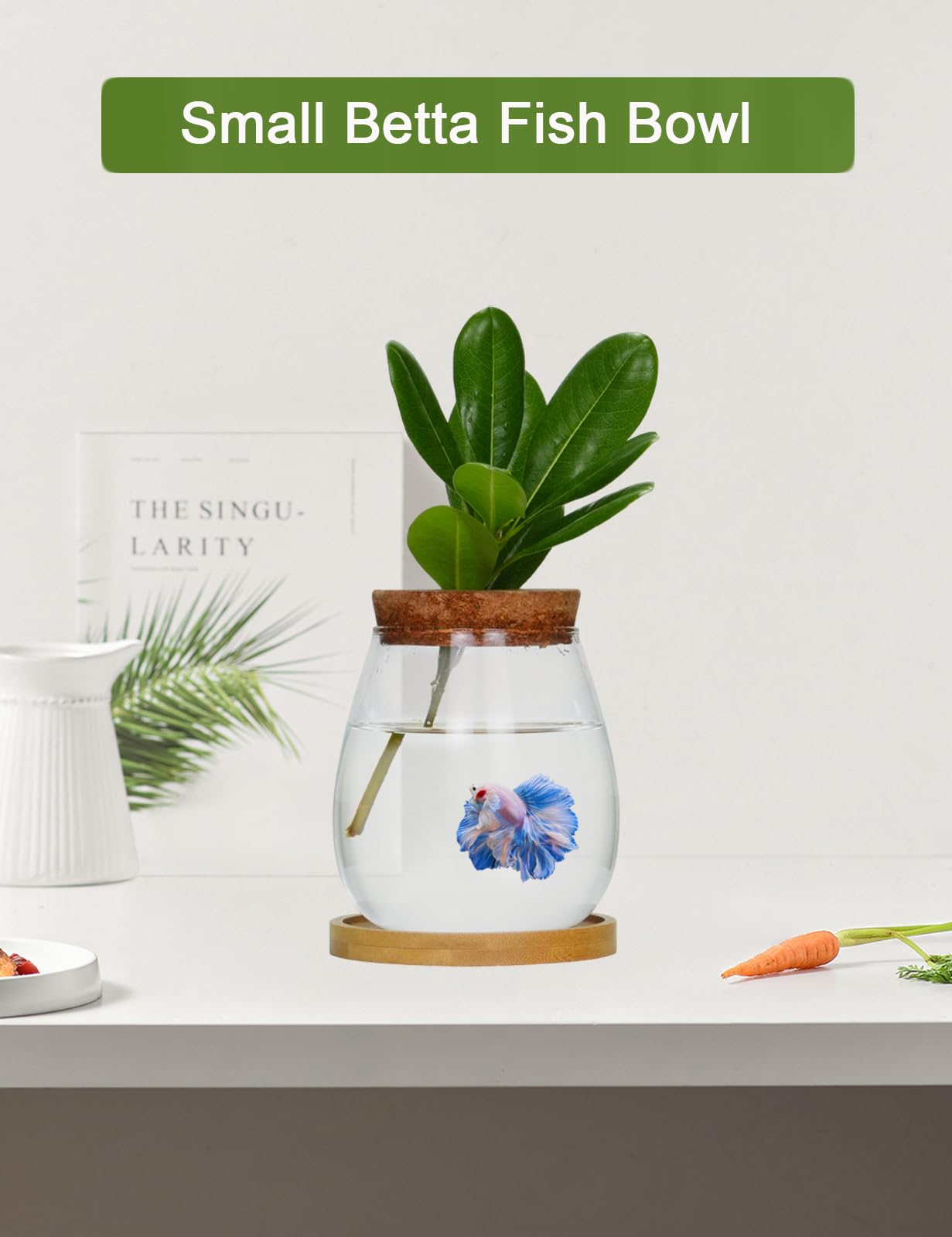 Desktop Plants Terrarium Propagation Station Hydroponic Planters Retro Oval Glass Vase with Lid and Stand Home Office Decoration Gifts 2 Pack