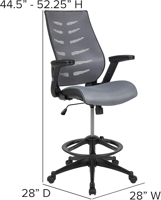 Flash Furniture Kale High Back Dark Gray Mesh Spine-Back Ergonomic Drafting