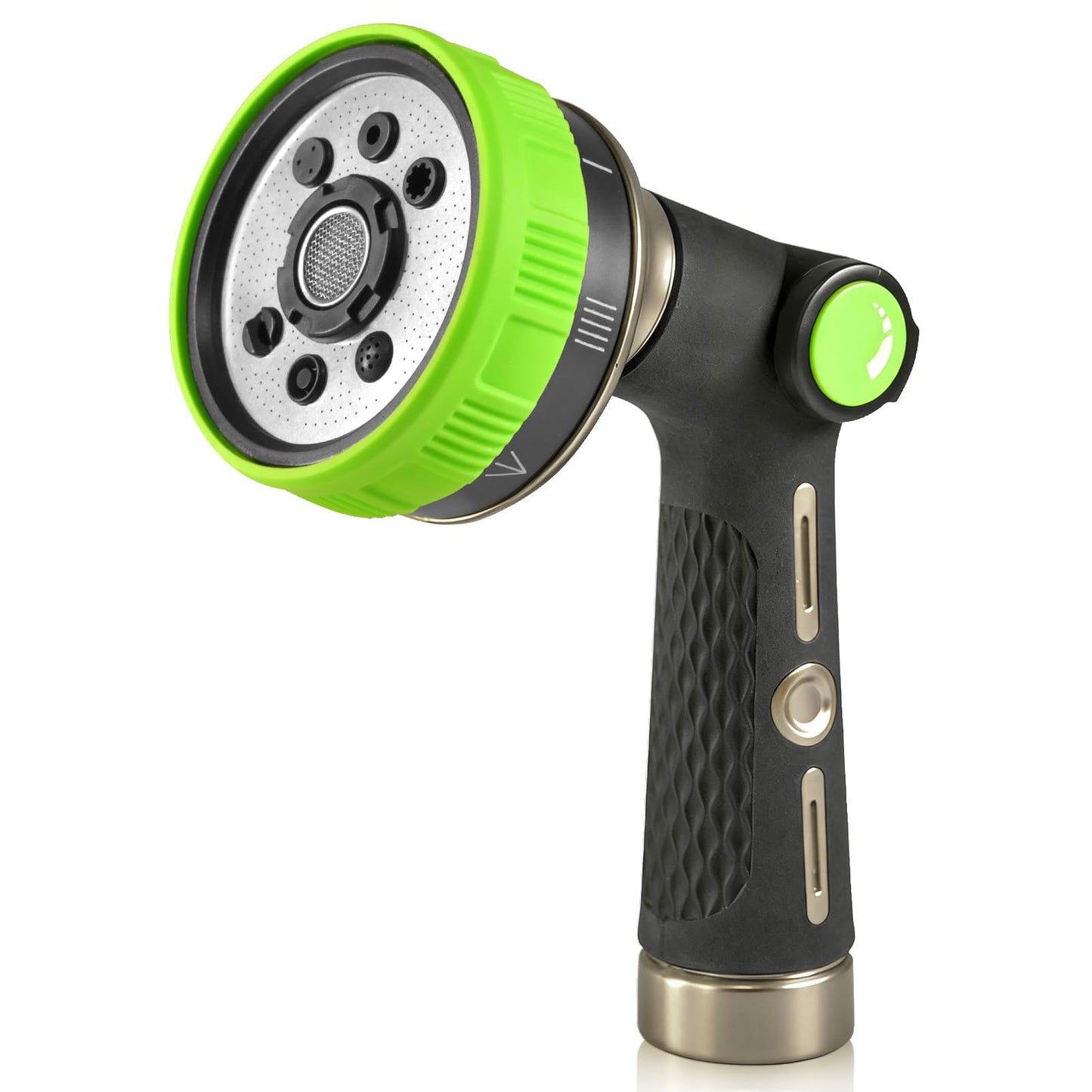 RAINPOINT Hose Sprayer Nozzle Heavy Duty - 8 Spray Patterns Garden Hose Nozzle with Adjustable Flow Control for Watering Plants, Washing Cars,Washing Pets, Thumb Control (Green)