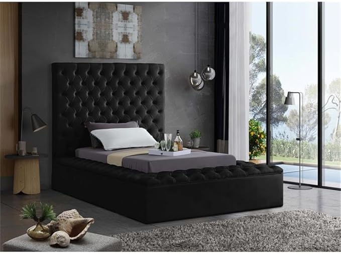 Meridian Furniture Bliss Collection Modern | Contemporary Velvet Upholstered Bed
