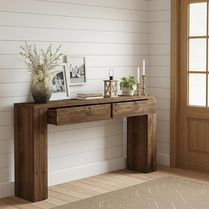 LITTLE TREE Solid Wood 63 Inches Console Table