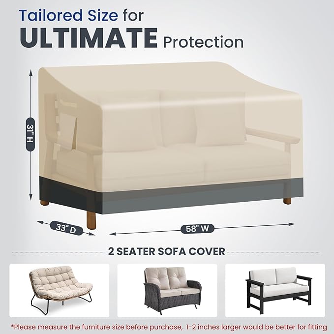 Extra Heavy Duty 2 Seater Outdoor Sofa Cover Waterproof