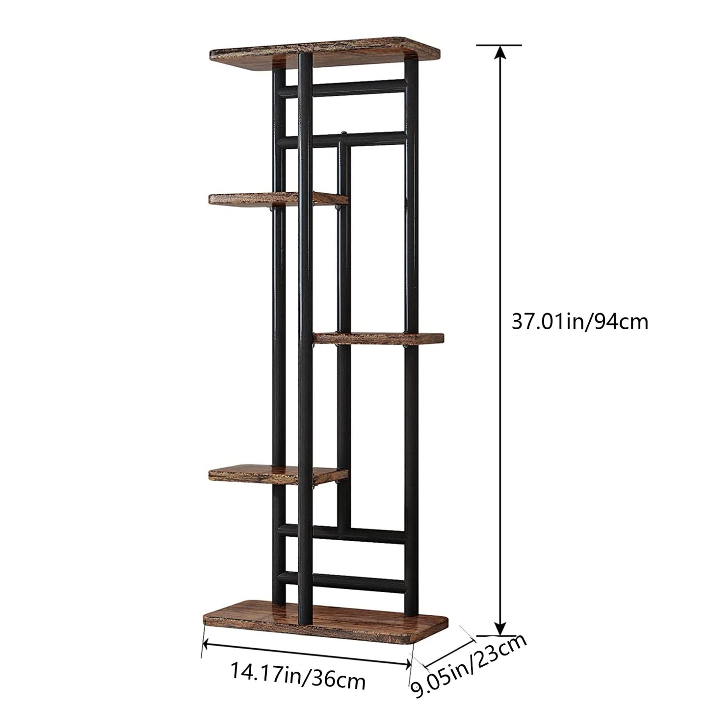 LINZINAR Plant Stand 5 Tier 6 Plant Multiple Flower Rack Holder Shelves Rack Storage Organizer Display Indoor Planter for Balcony Bedroom Patio Garden Living Room, Black
