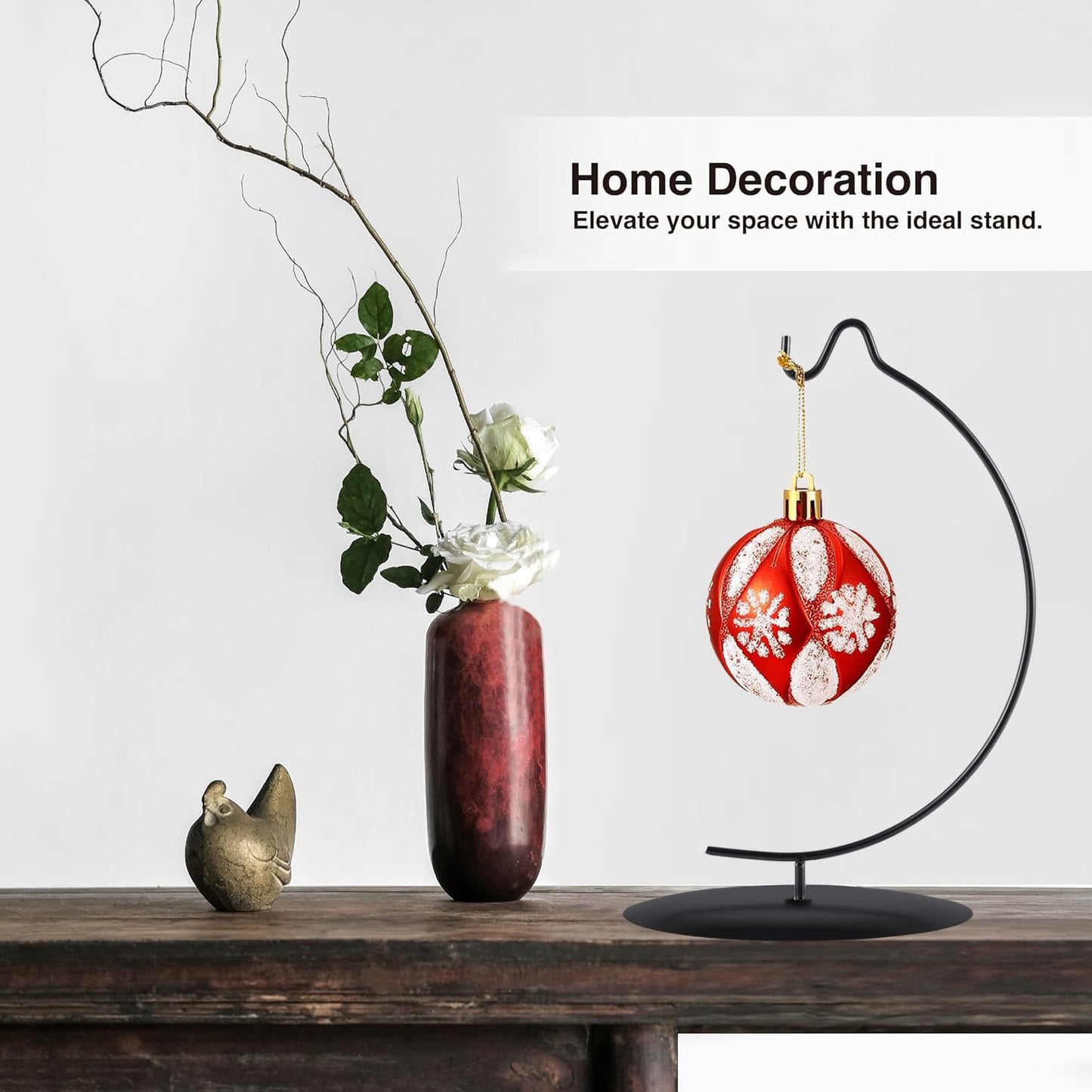Maibloln Ornament Display Stand Hanger Rack Hook Chrismas Ornament Party Decoration Holder Air Plant Flower Pot Hanging Terrarium Home Office Decoration(Moon Black-Pedestal)