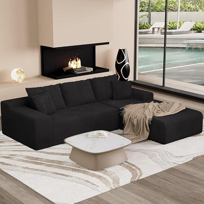 96" L Shaped Modular Sectional Sofa, Boneless Cloud Couch