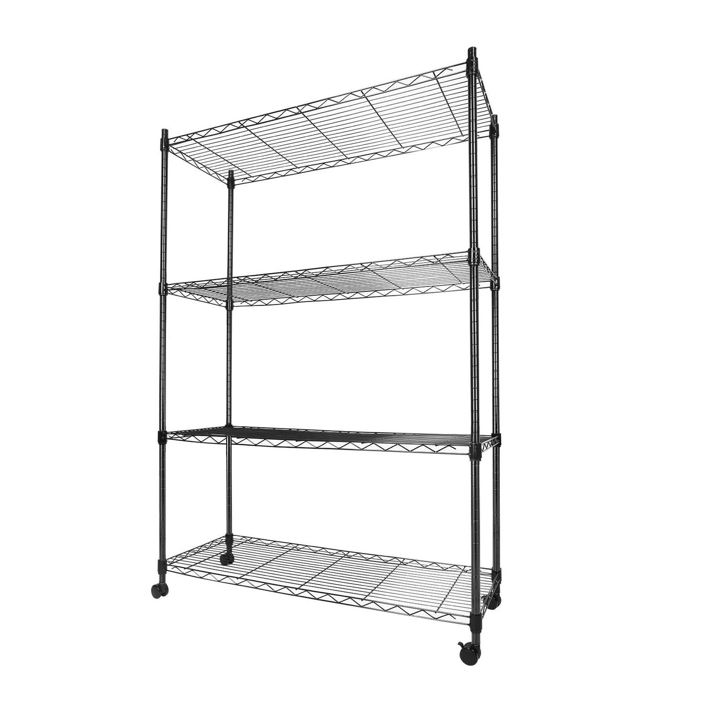 Whitmor 4 Tier Storage Shelving, Heavy Duty with Wheels, Adjustable Steel Organizer Wire Rack, 400 lbs Capacity per Shelf, Max 1600 lbs Total for Garage, Kitchen, Plant, 36" L x 14" W x 54" H, Black