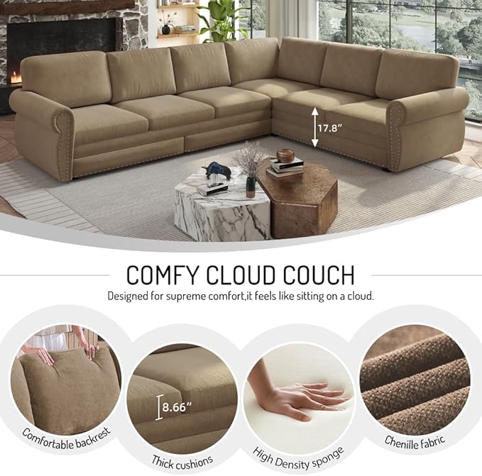 118" L-Shaped Sleeper Couch Bed