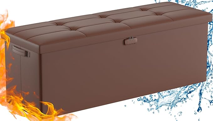 DocSafe Storage Ottoman Bench, Fireproof＆Waterproof Folding Bench
