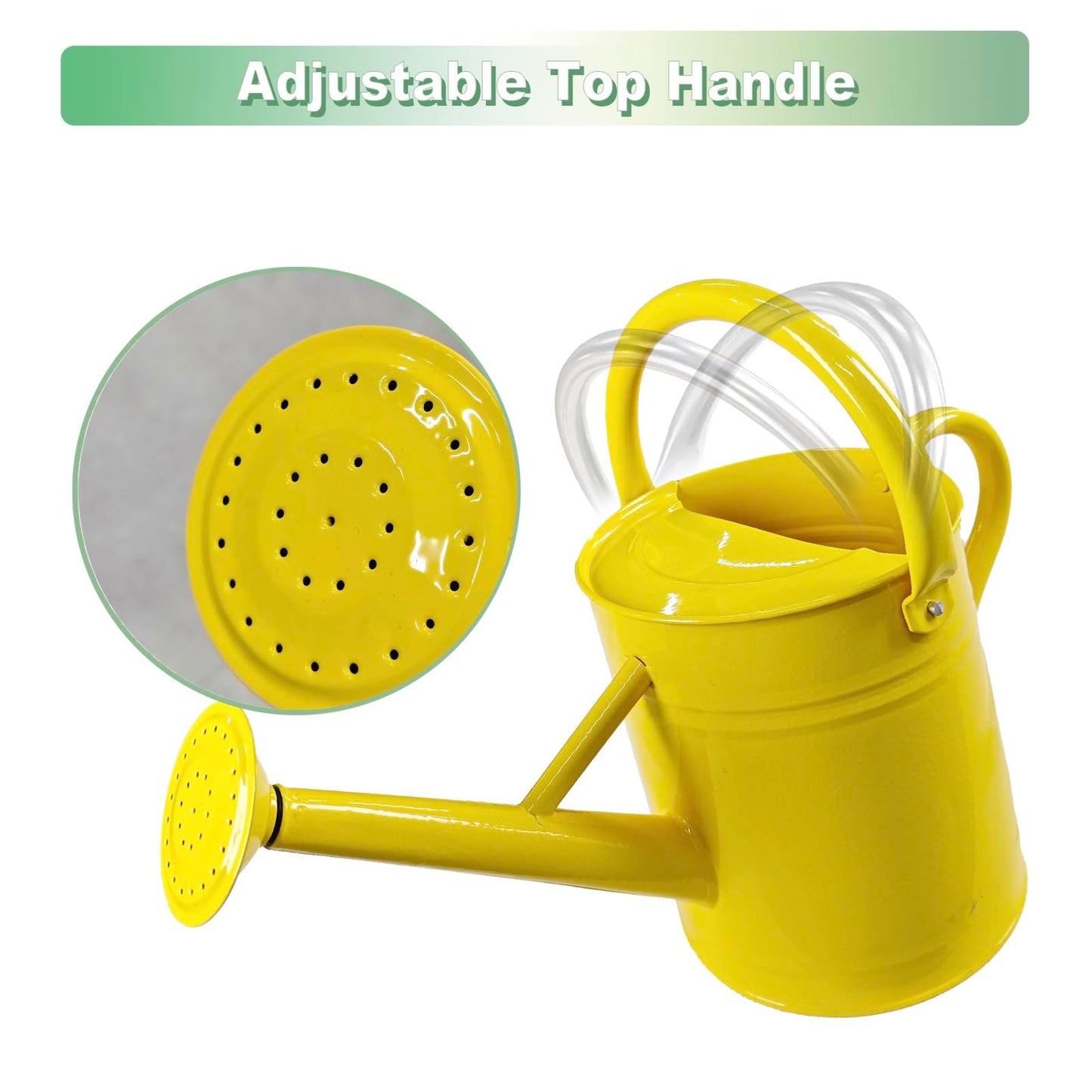Watering Can for Outdoor&Indoor Plants，1 Gallon Metal Watering Can with with Removable Spout，Galvanized Steel Garden Flower Water Can Plant Watering Pot with 2 Handles，Yellow