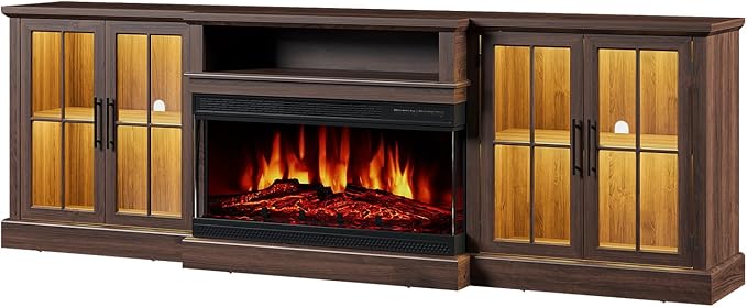 98" Farmhouse TV Stand with 36" Fireplace