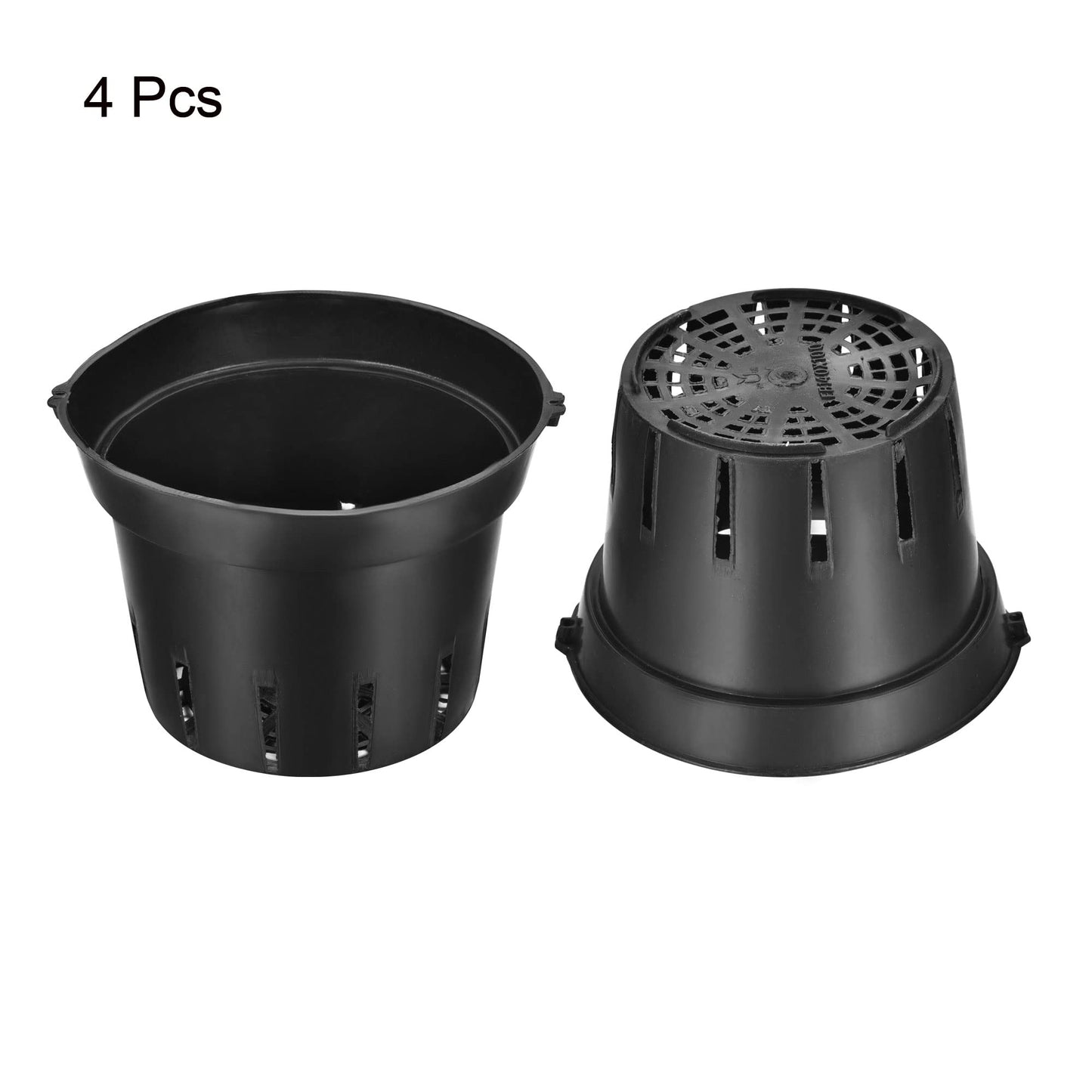 PATIKIL 5.9 Inch Plastic Plant Pot with Holes, 4 Pack Flower Starting Planter Container for Indoor Outdoor, Black