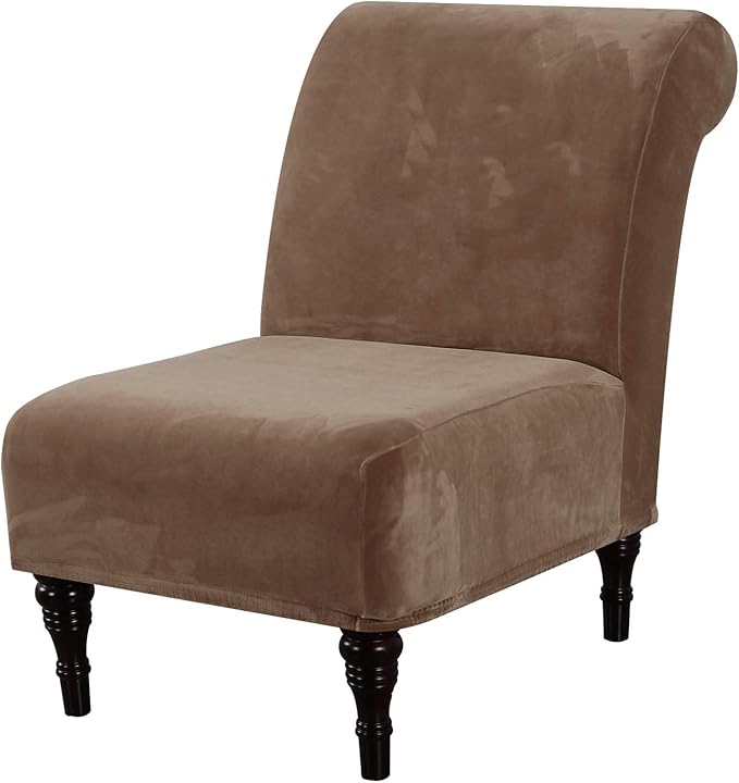 H.VERSAILTEX Armless Accent Chair Covers Thick Velvet Armless Chair Slipcovers