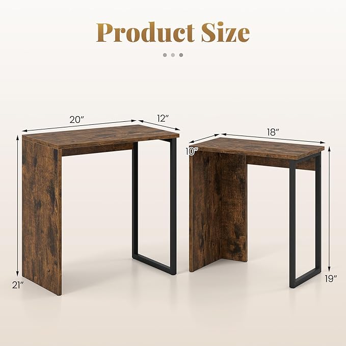 Giantex Nesting Coffee Table Set of 2, Rectangular Stackable Side Tables