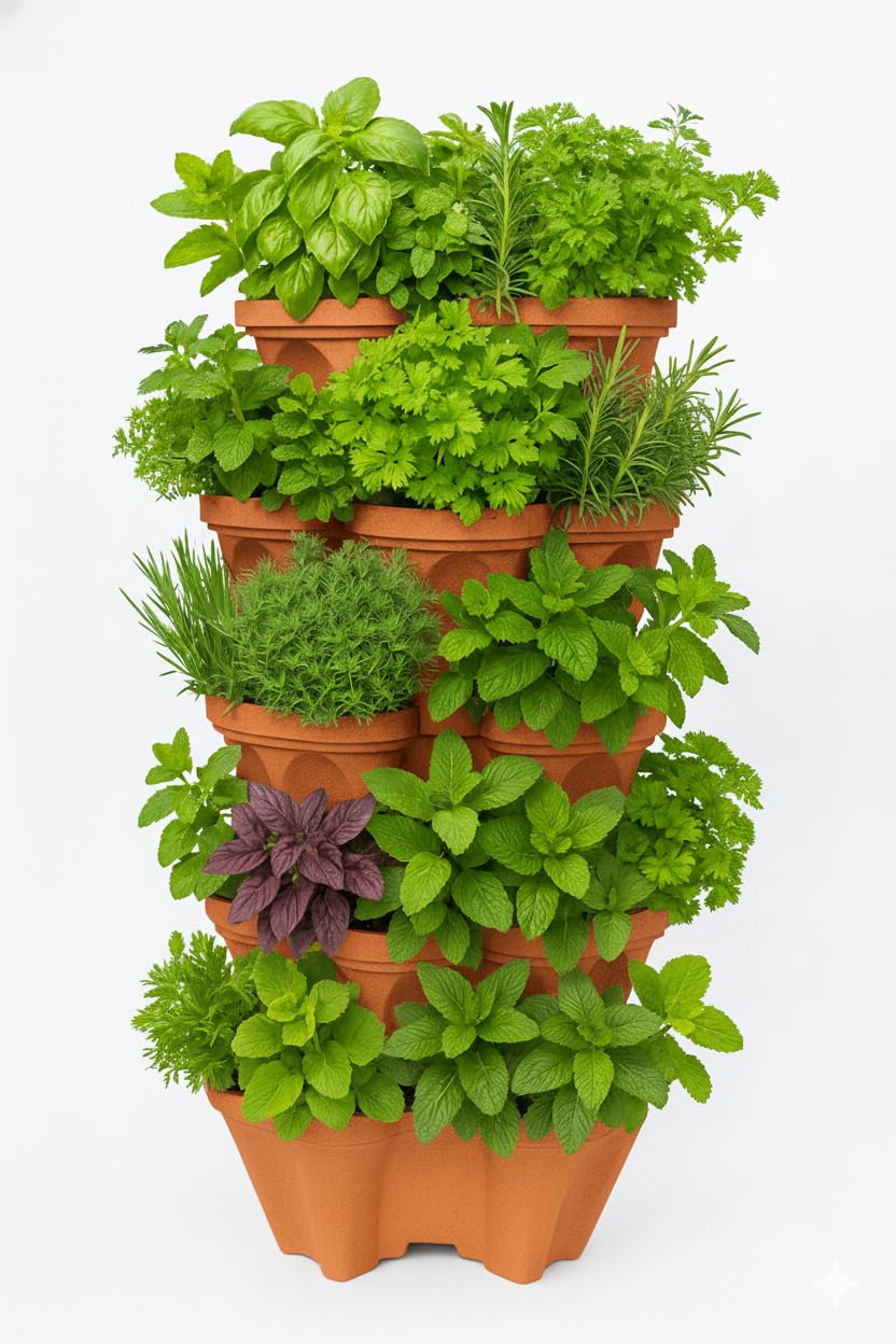 5 Tier Stackable Strawberry, Herb, Flower, and Vegetable Planter - Vertical Garden Indoor/Outdoor