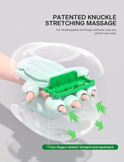 Medisana Hand Massager with Heat and Compression, Cordless Hand Massager for Arthritis and Carpal Tunnel Relief, Knuckle Stretching Massage, Birthday Christmas Gifts for Men Women Dad Mom-Green