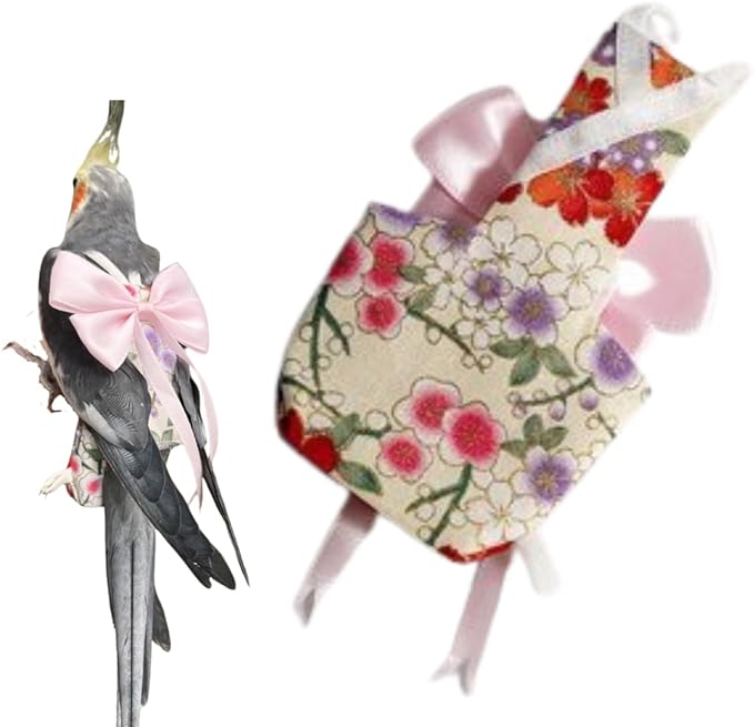 Bird Diaper Parrot Washable Diapers, Parrot Flight Suit, Reusable Nappies for Parakeet Cockatiel Mini Macaw Budgie Conure Lovebird (Beige,M)