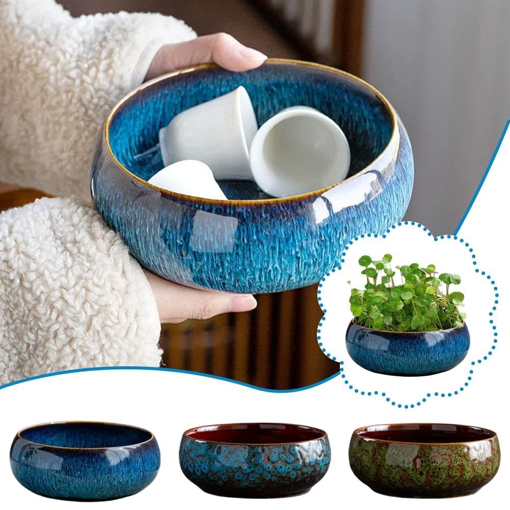 Lotus Bowl Planter for Indoor Water Planting - Hydroponic Container with Lotus Flower Design, Perfect for Growing Lotus Seeds in Water, Decorative Aquatic Plant Bowl for Home, Patio, Zen Garden Decor