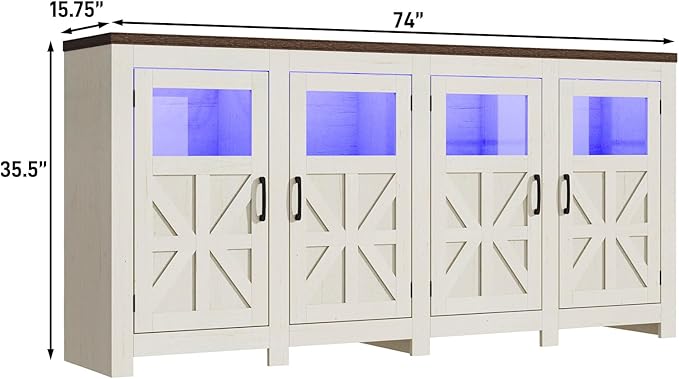 74" Large LED Farmhouse TV Stand