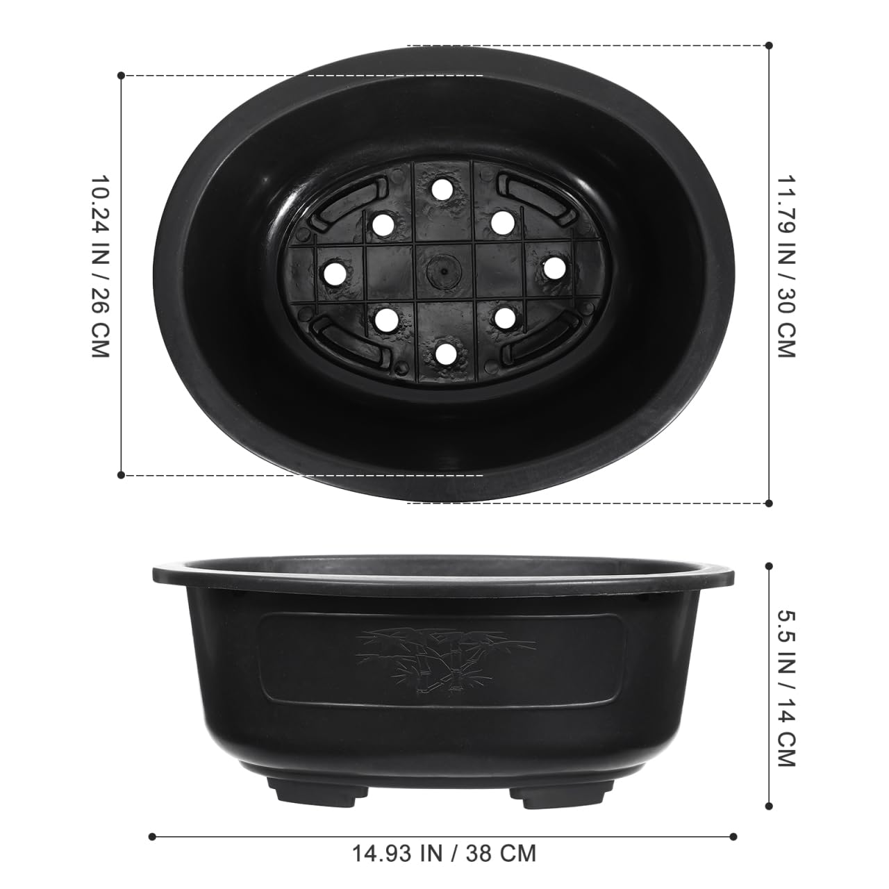 DOITOOL 2 Pcs Large Bonsai Pots 15 Inch Plastic Oval Training Planter with Drainage Holes Deep Tree Bowl for Succulent Nursery