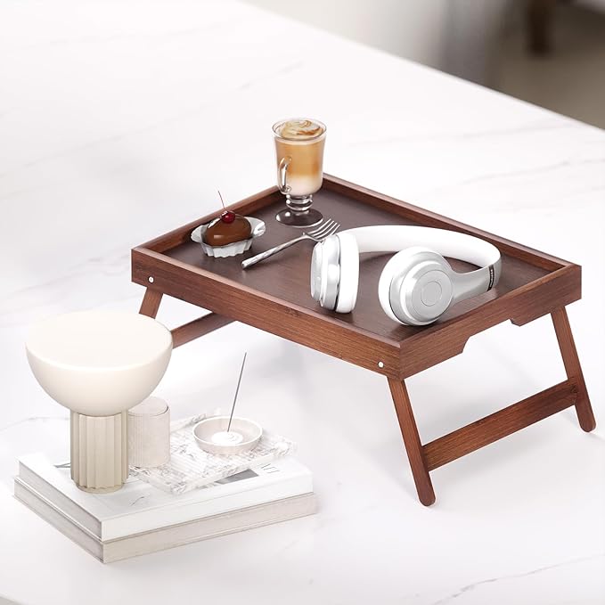 Fibogollo 2 Pack Bamboo Bed Tray Table